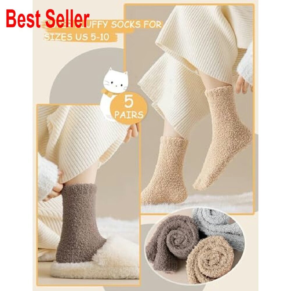 Cozy Fuzzy Socks Plush Winter Sleep Slipper Socks Soft Warm Calf Length - Picture 6 of 8